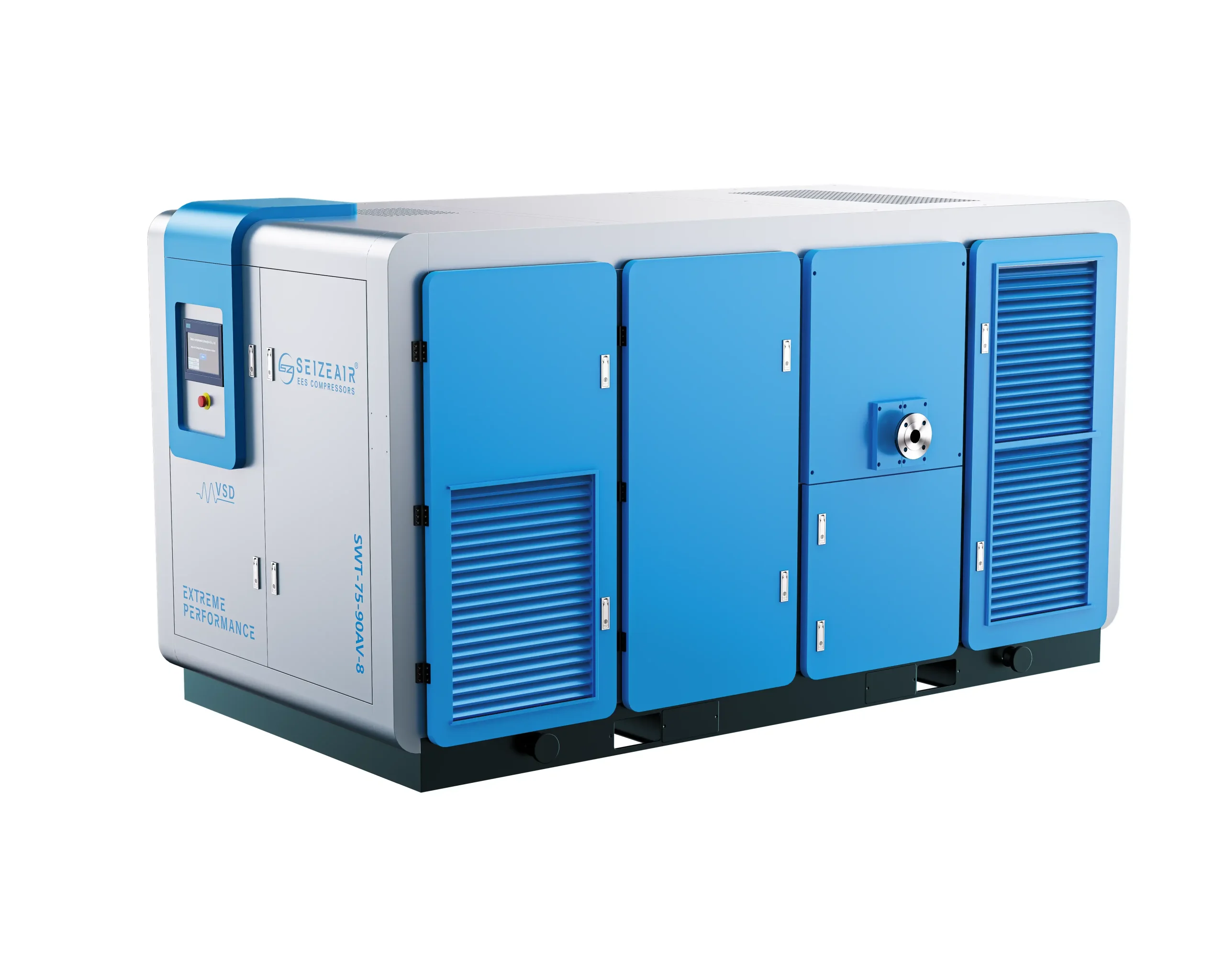 Dry two-stage oil-free screw air compressor